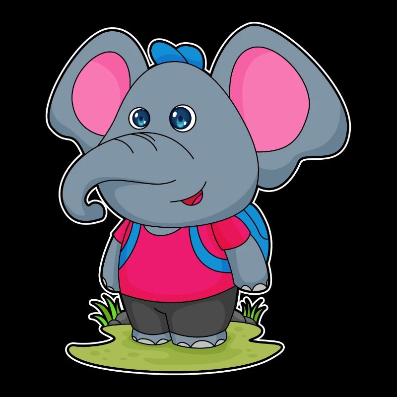 Elephant as a hiker with backpack
