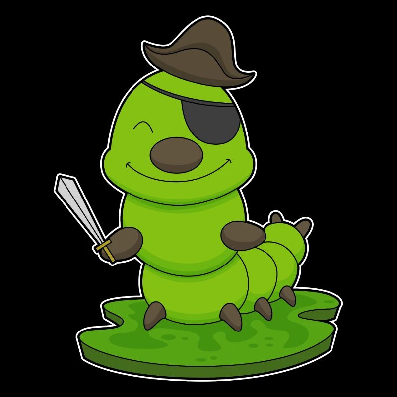 Caterpillar as a pirate with a sword