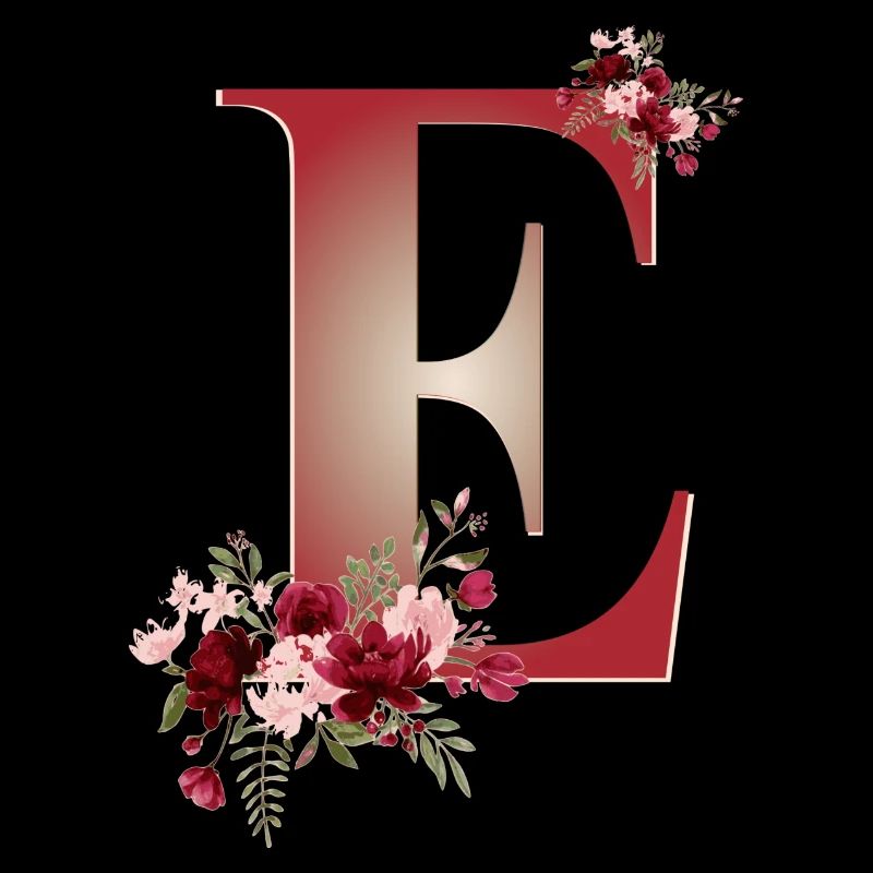 Letter E with flowers
