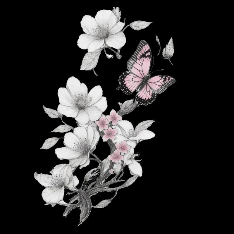 Papillon avec fleur