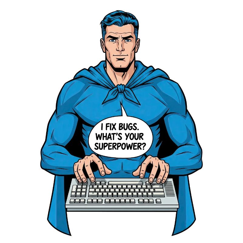 Superheld: Ich fixiere Bugs!