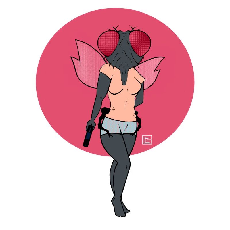 Pink-Winged Warrior Fly