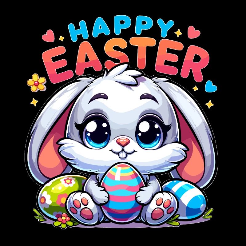 Joyeuses Pâques - Illustration de lapin de Pâques