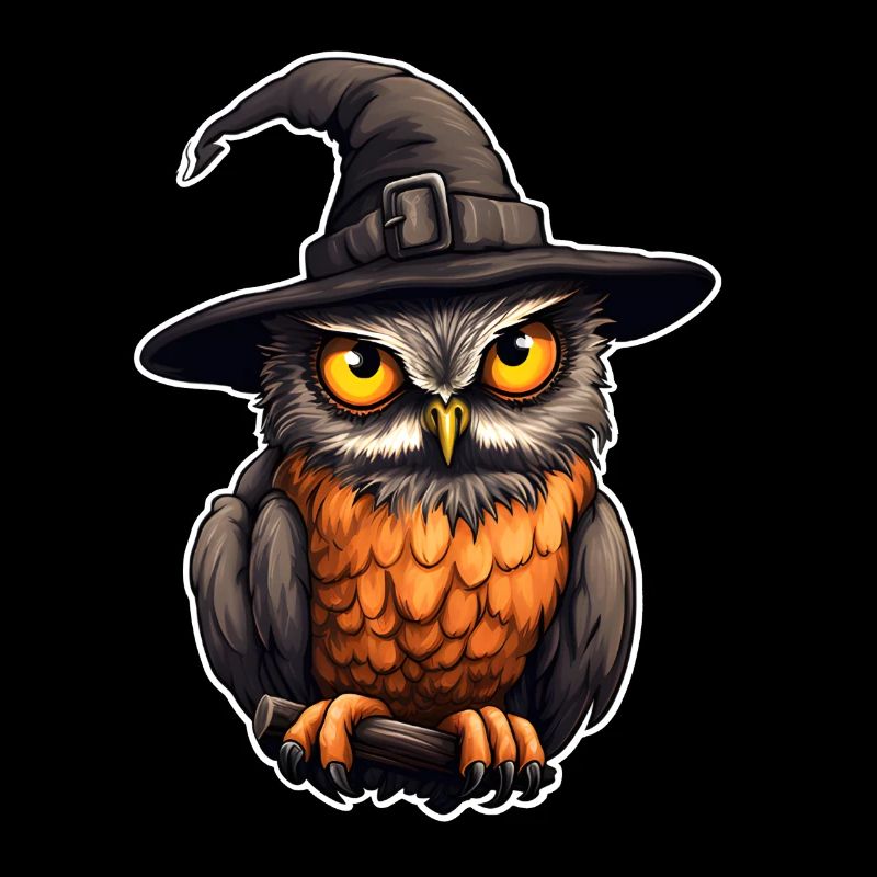 Eule mit Hexenhut Halloween
