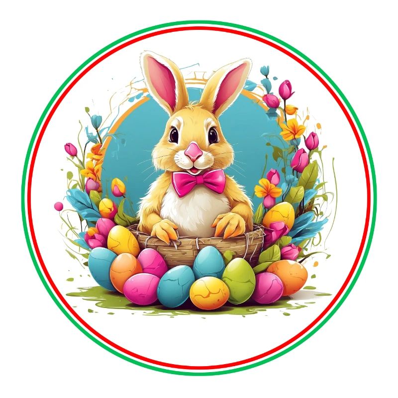 Cute Easter bunny in Easter basket