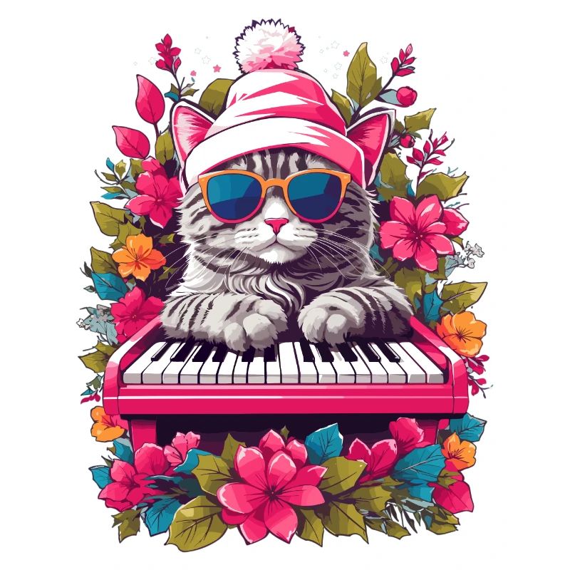 Chat mignon avec piano