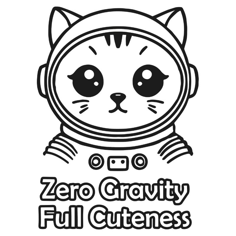 Chat de l’espace - Gravité zéro, design entièrement mignon
