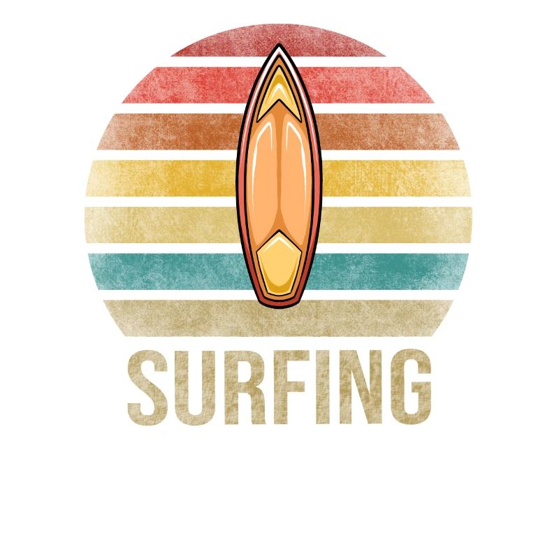 Surf or Die Surfboard Summer Retro Coucher de soleil