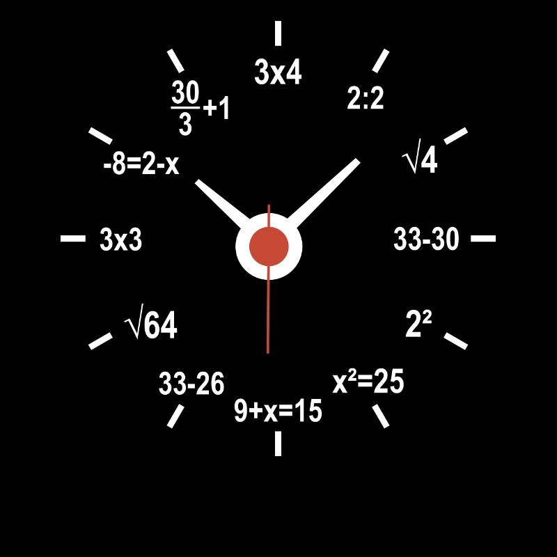 Clock with mathematical formulas for math teachers
