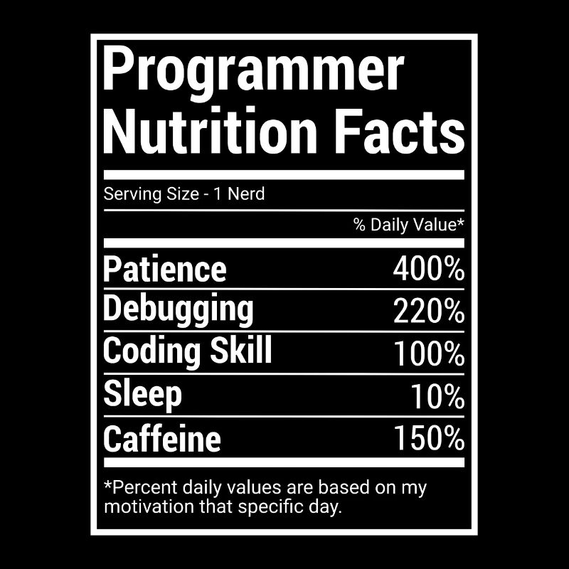 Programmer Nutrition Facts für Programmierer