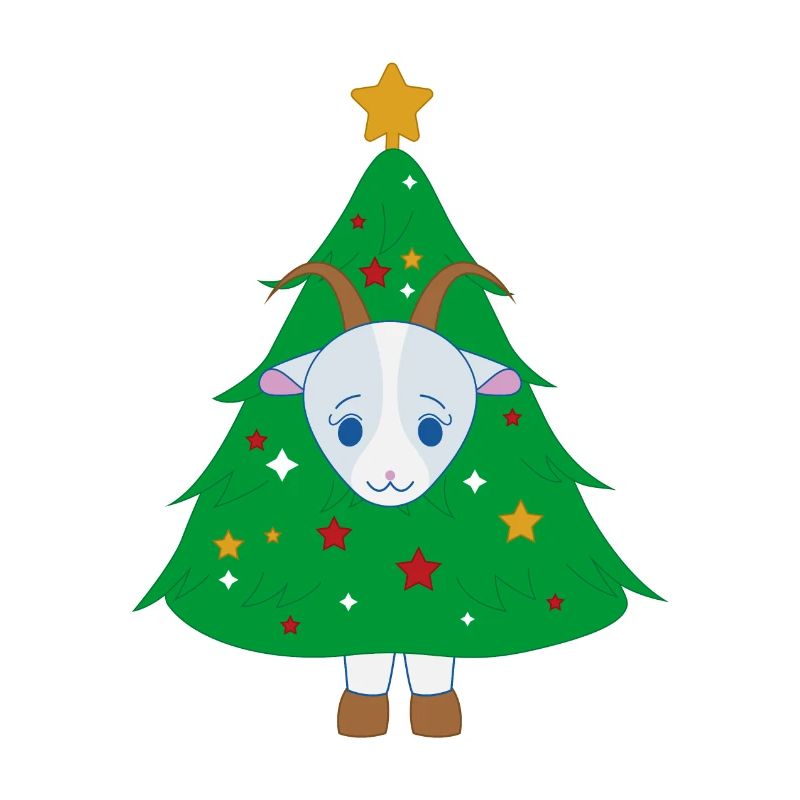 Goat dressed as a Christmas tree