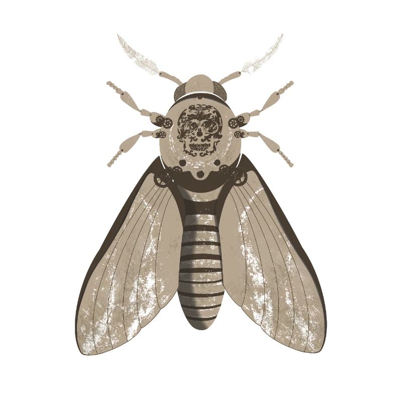 Skull Moth in Steampunk Style
