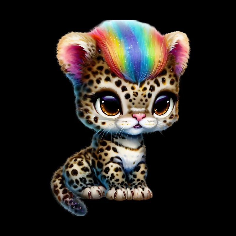 Leopard baby with rainbow mane