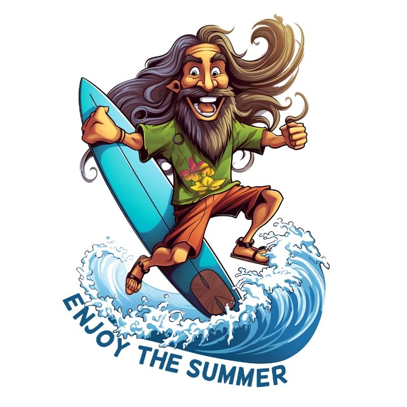 Cool hippie avec planche de surf - cadeau surfeur