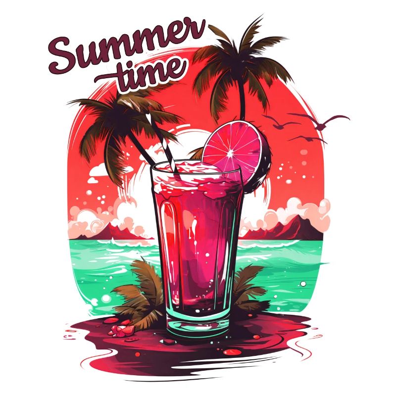 Summer Time Cocktail Strand Urlaub Geschenk