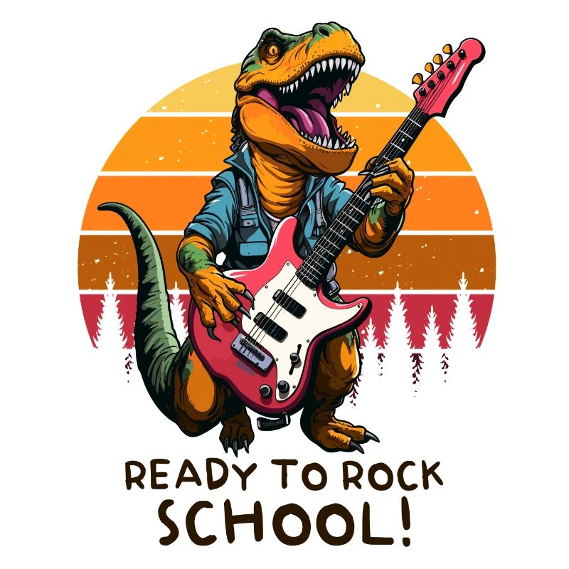 Schulkind Schulanfang Einschulung Retro Dino T-Rex
