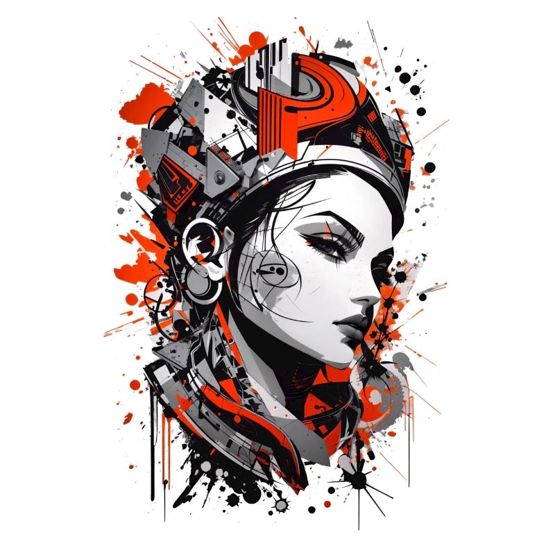 Abstrakte Bunte Junge Frau Graffiti Kunst