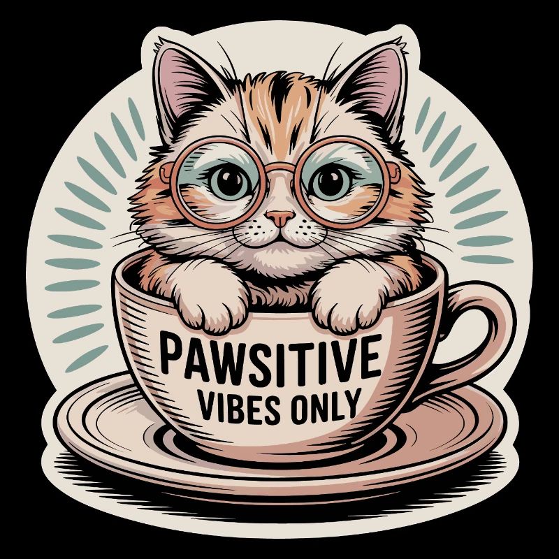 Pawsitive Vibes Only – Cat in a Cup