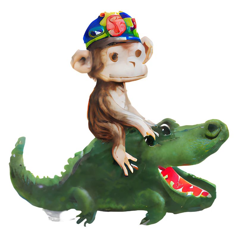Funny monkey on crocodile design