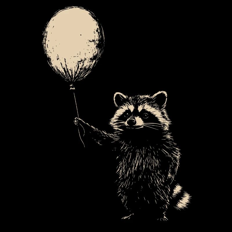 Waschbär mit Luftballon