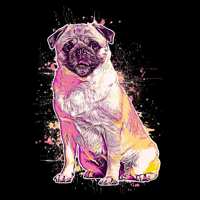 Pug Dog Portrait Pug Lover Gift