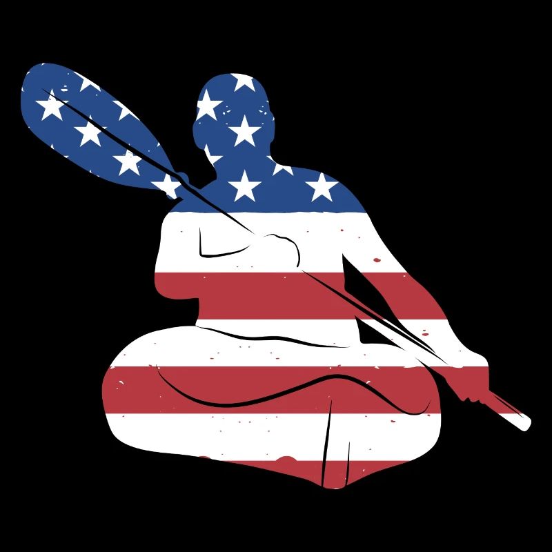 Kayaker Us Flag Kayaking