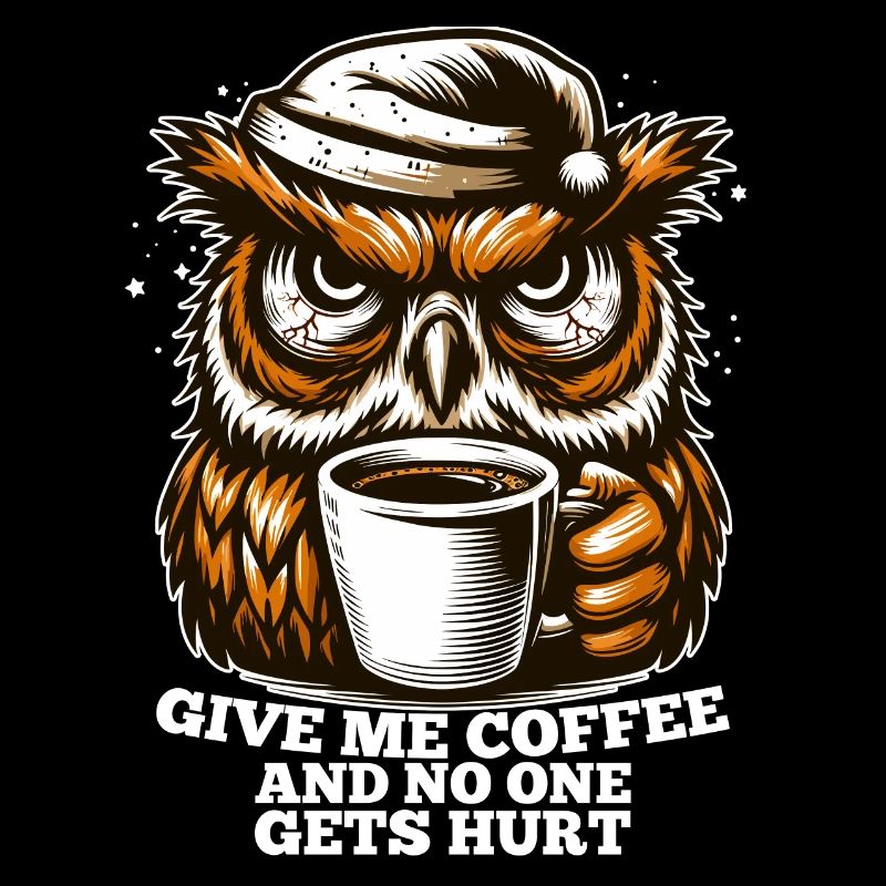 Eule Kaffee müde Geschenk