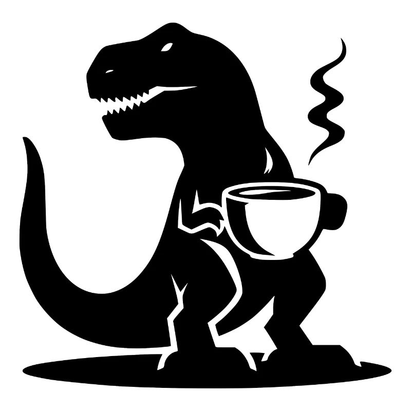 T-Rex with Coffee Cup Evil Caffeine Dinosaur