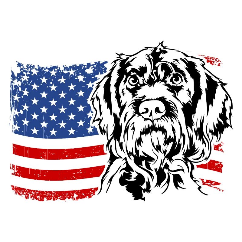 German Wirehaired US America Flag Wilsigns