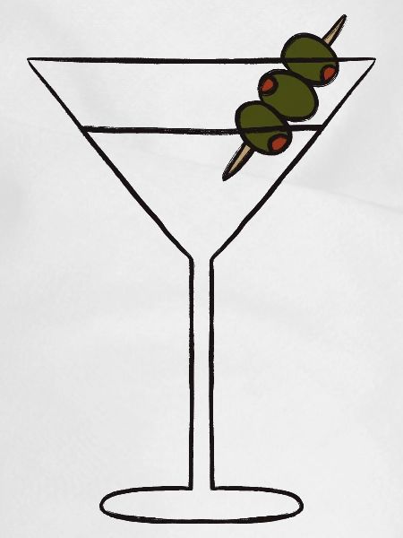 Olive Skewered Martini Silhouette