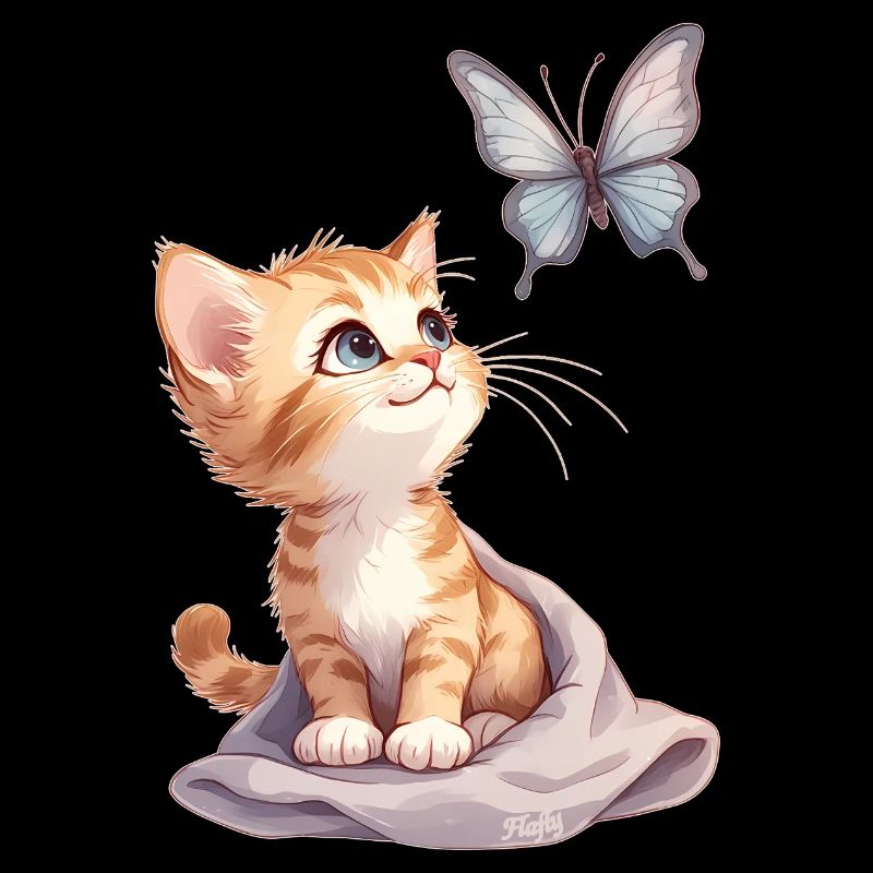 Kawaii Curious Chatten et Papillon 🐱🦋