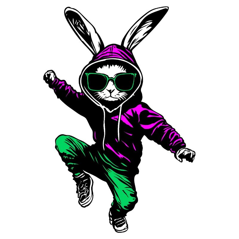 Cool bunny Easter bunny in jogger with sunglasses