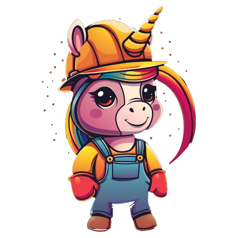 Cute Unicorn Construction Worker