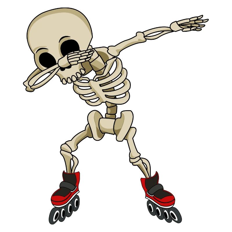 dabbing skeleton on inline skates skeleton bones