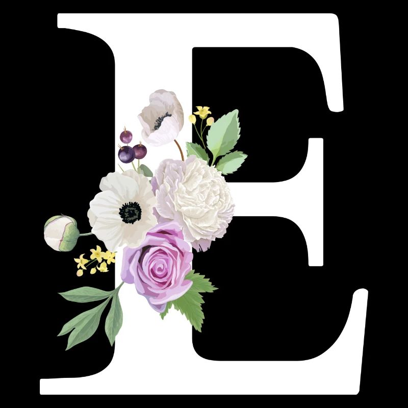 Lettre e floral violet
