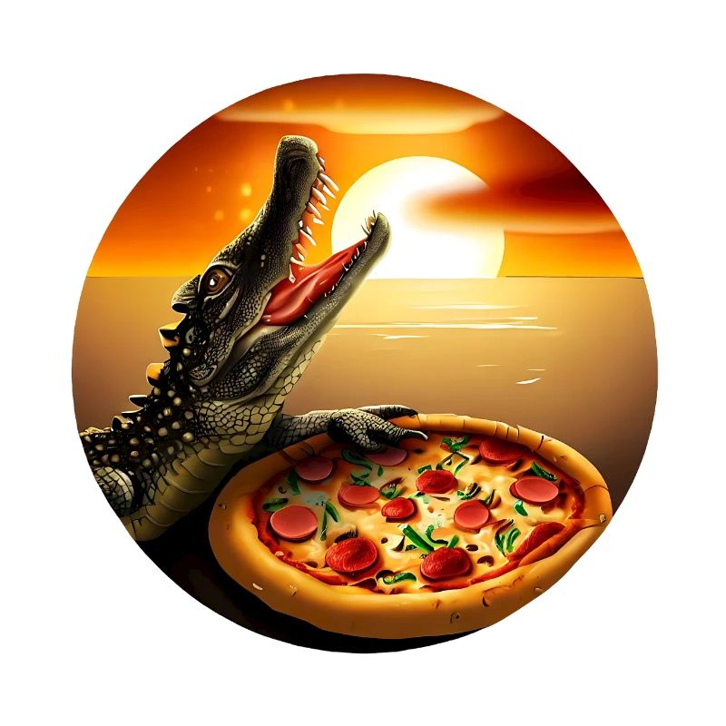 Sunset with pizza crocodile