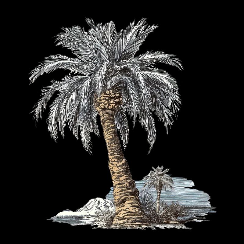 Picturesque date palm tree on a tropical beach