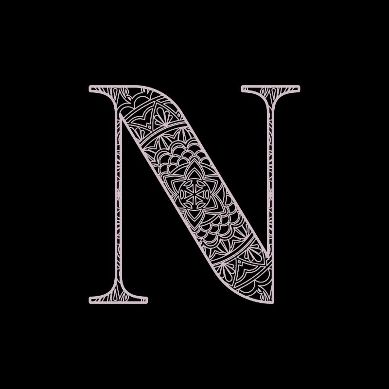 Mandala Monogram Initial in Dusky Pink - Letter N