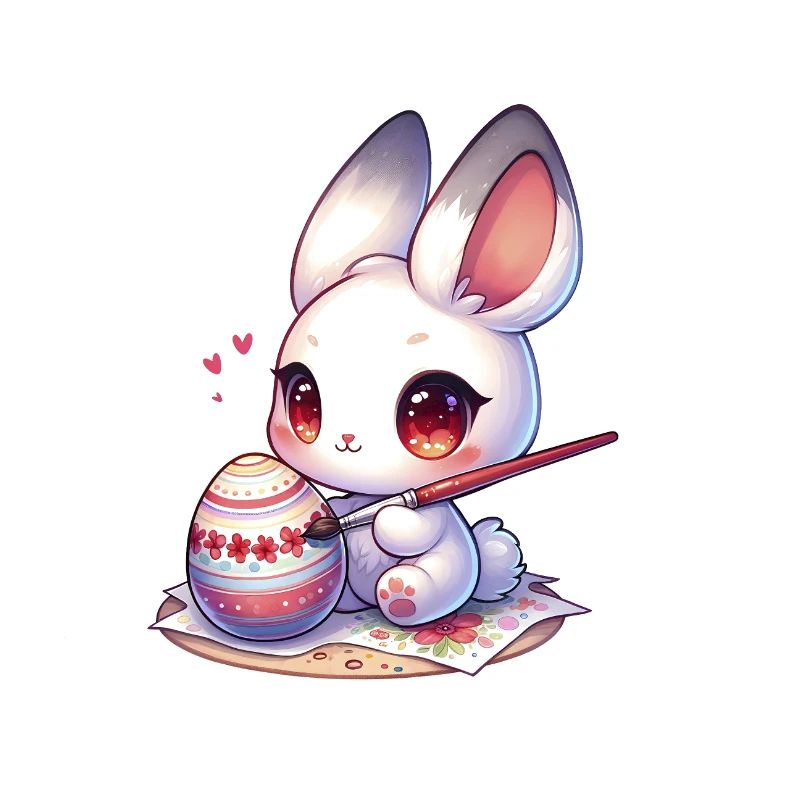 Chibi Bunny Painting Easter Egg