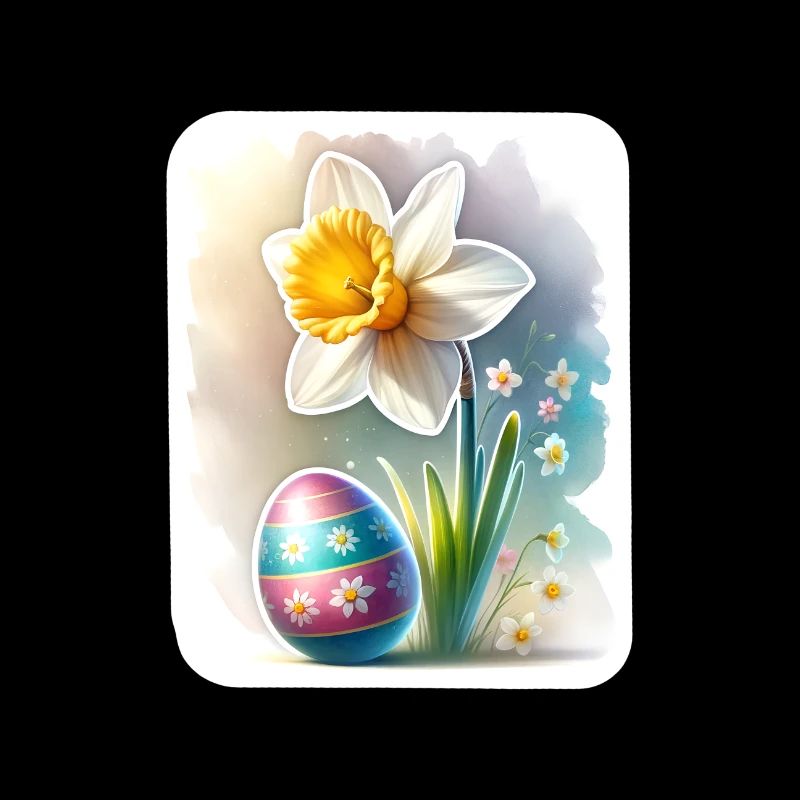 A Beautiful Daffodil With an Easter Egg
