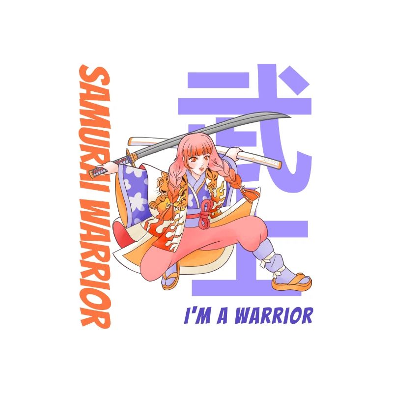 Samurai Warrior. Samurai Girl. White Version.