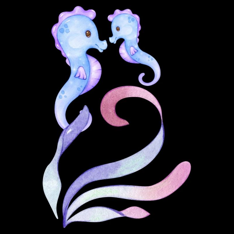 blaue Seepferdchen - Mutter + Kind