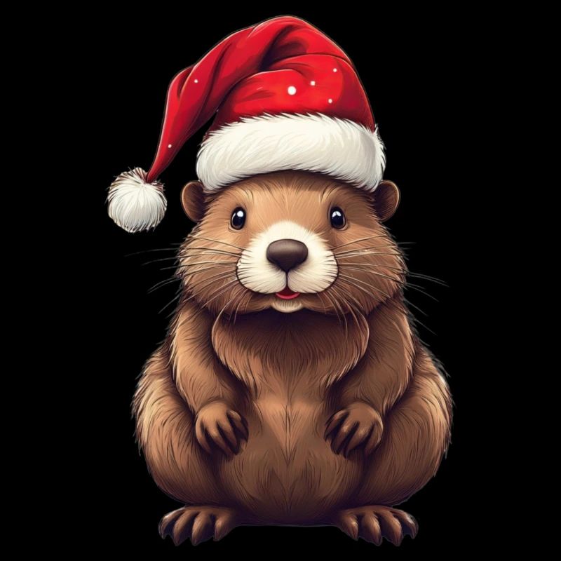 Mignon castor avec chapeau de Noël