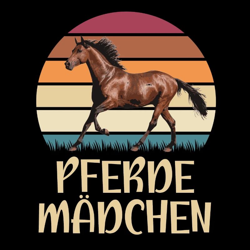 Pferde Mädchen Pferde Retro Design