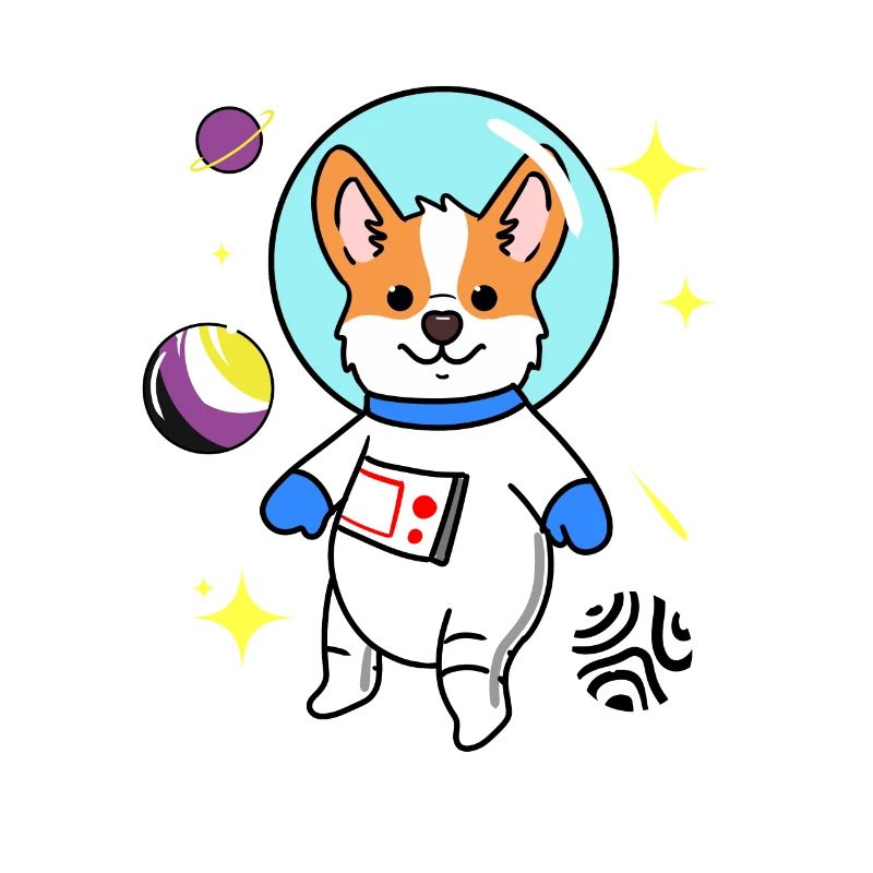 Nonbinary corgi in space Nonbinary Pride