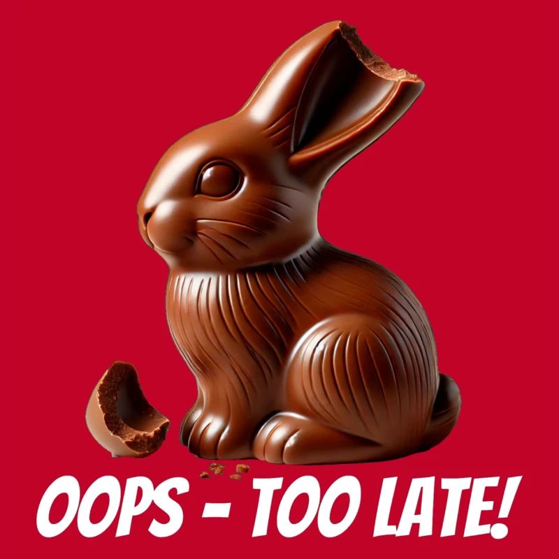 Oops – too late! Broken chocolate Easter bunny