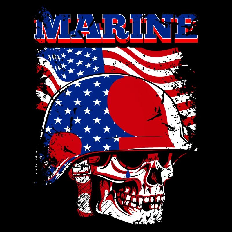 Ein beängstigender Marineschädel mit US Flagge