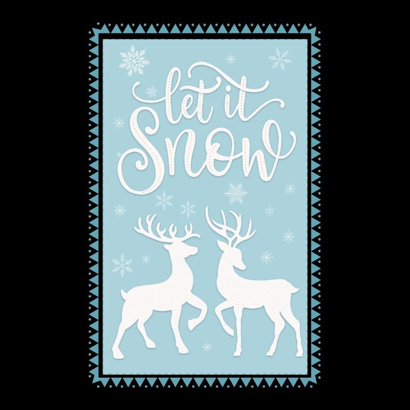 Let it snow. Deer and roe deer on light blue