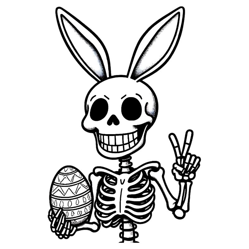 Funny Easter Bunny Skeleton Skull Easter Egg