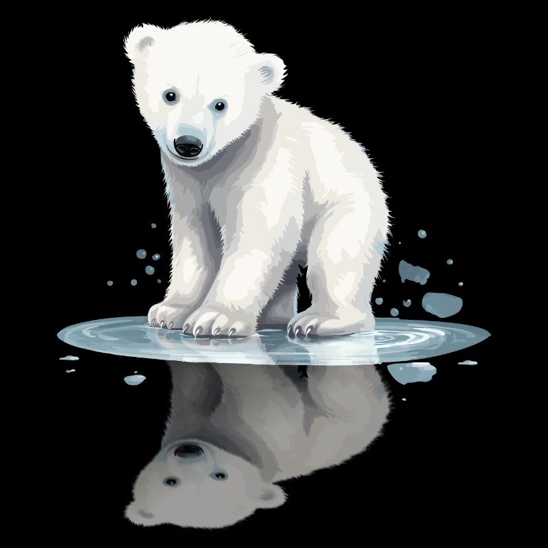 Polar Bear Baby Polar Bear Reflection